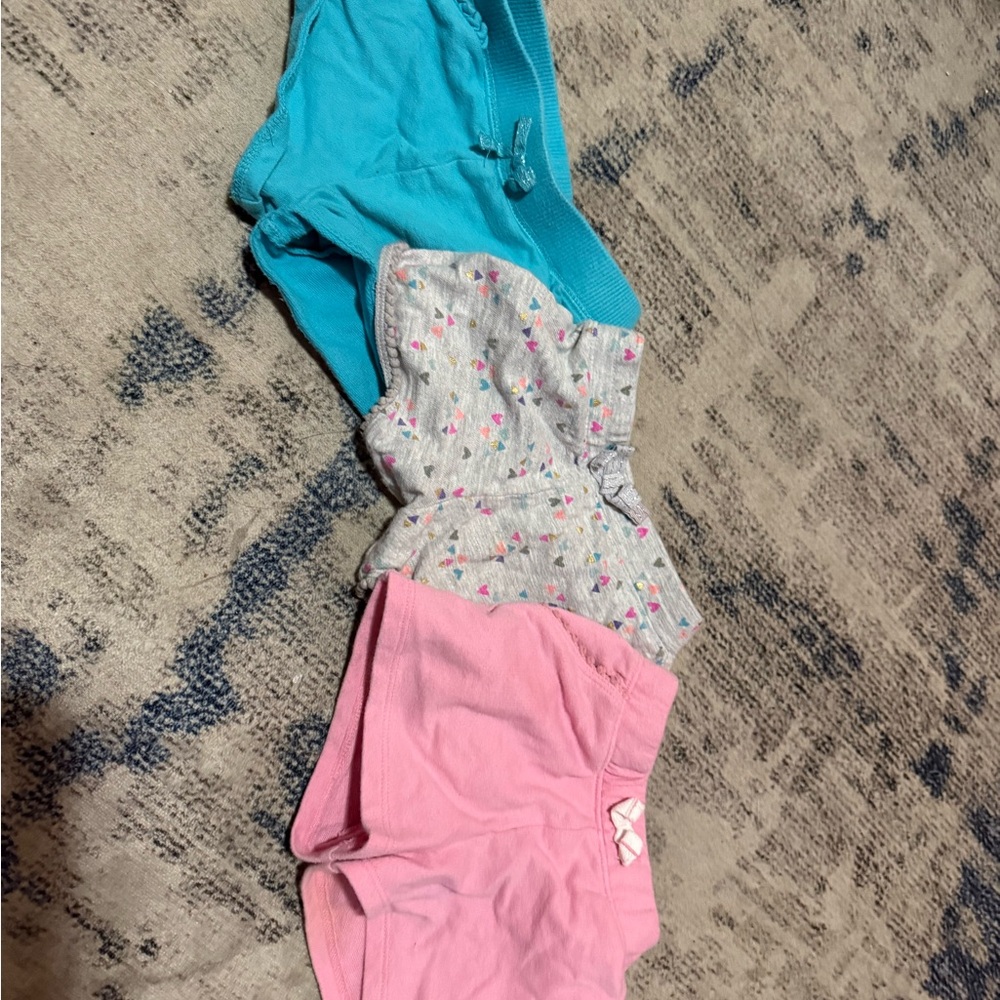 Set of Three Girls' Shorts - Blue, Gray, and Pink